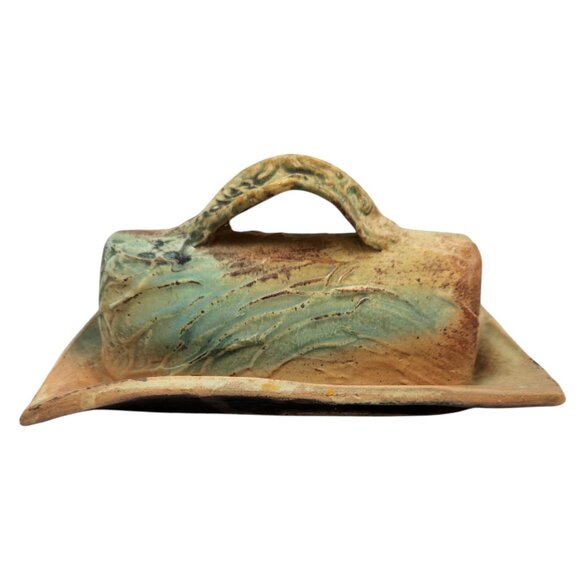 Vintage Rustic Pottery Butter Dish Butter Keeper - Picture 4 of 10